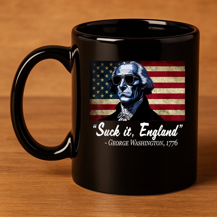 SUCKIT ENGLAND Funny 4th Of July George Washington 1776 11oz C Handle Ceramic Mug