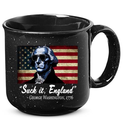 SUCKIT ENGLAND Funny 4th Of July George Washington 1776 15oz Campfire Ceramic Mug