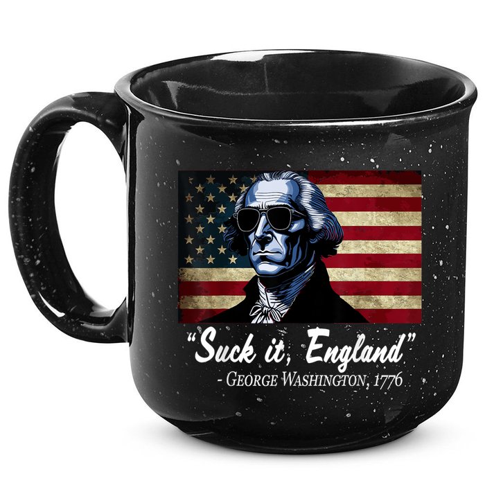 SUCKIT ENGLAND Funny 4th Of July George Washington 1776 15oz Campfire Ceramic Mug