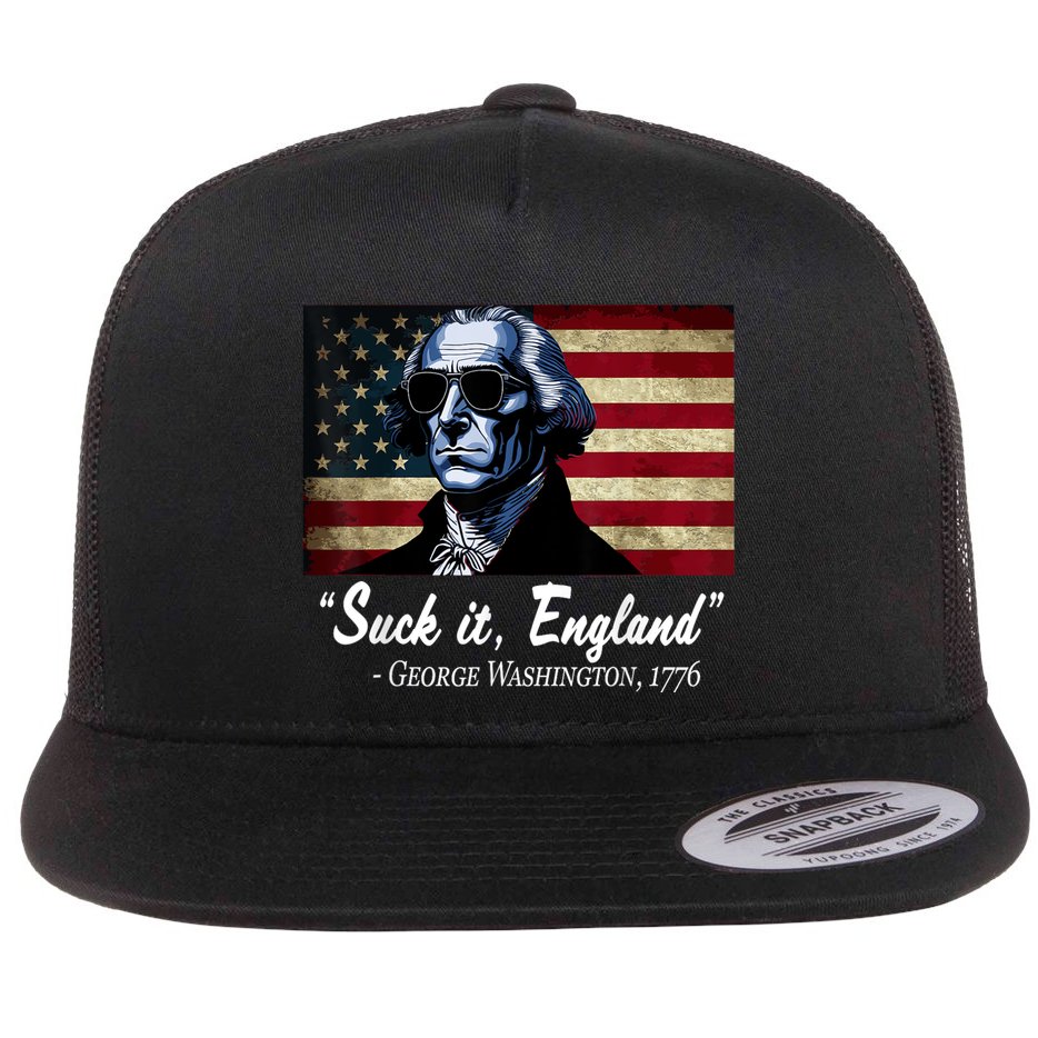 SUCKIT ENGLAND Funny 4th Of July George Washington 1776 Flat Bill Trucker Hat
