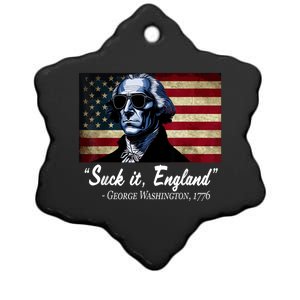 SUCKIT ENGLAND Funny 4th Of July George Washington 1776 Ceramic Star Ornament