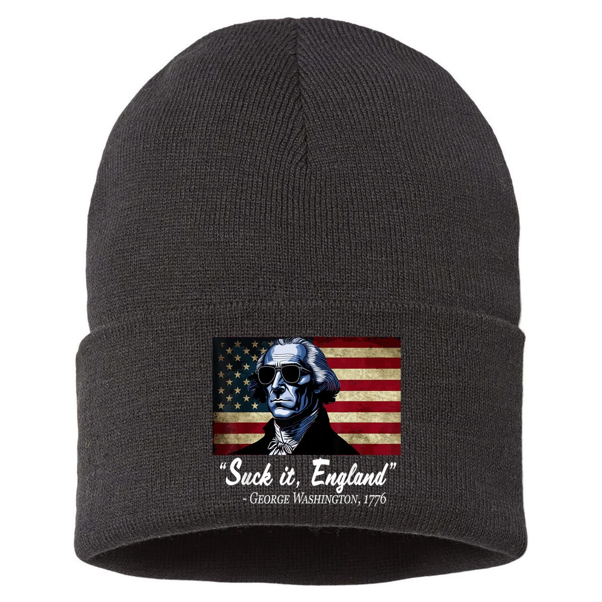 SUCKIT ENGLAND Funny 4th Of July George Washington 1776 Sustainable Knit Beanie