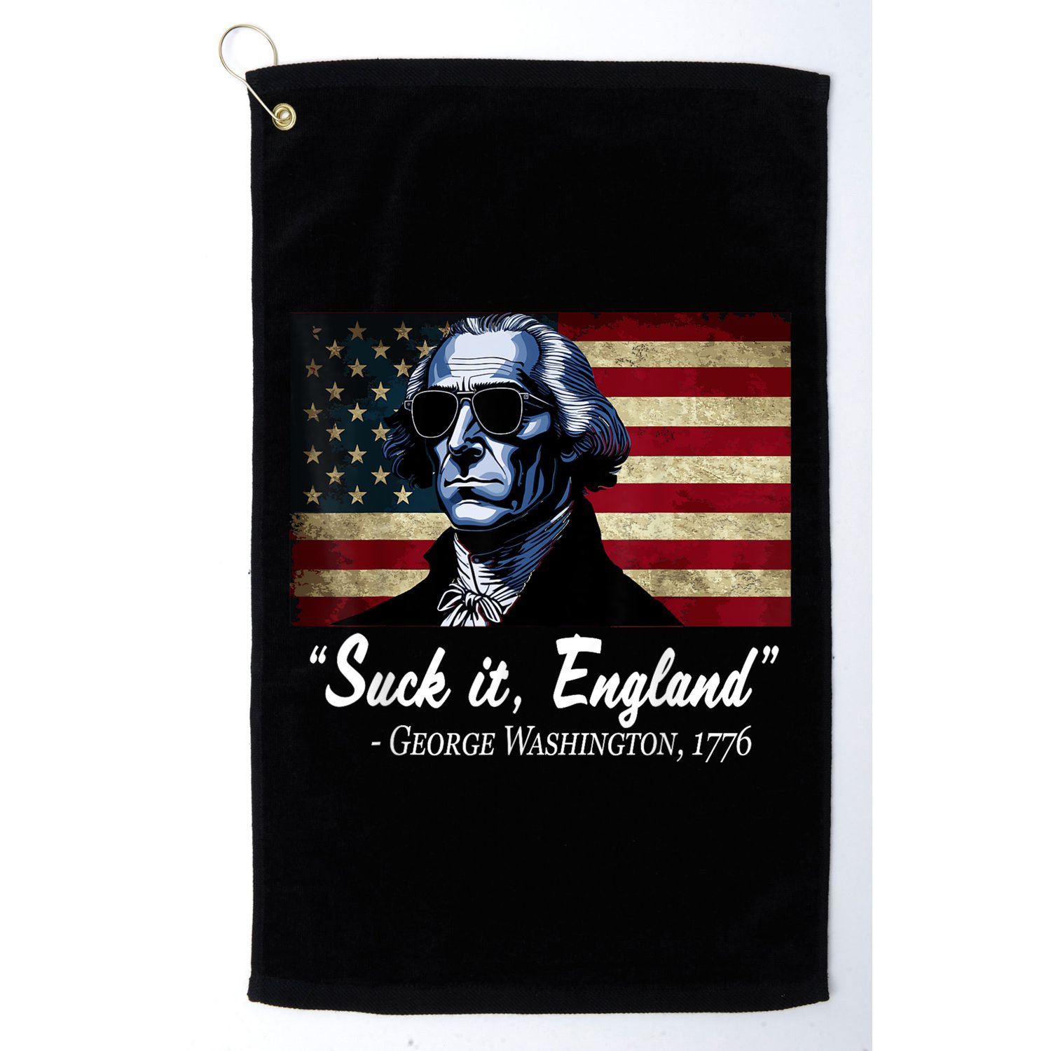 SUCKIT ENGLAND Funny 4th Of July George Washington 1776 Golf Towel