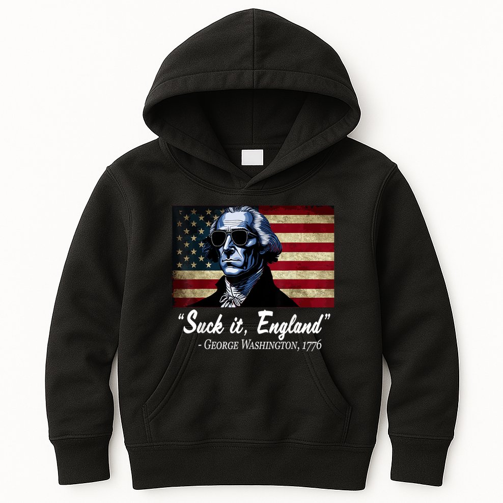 SUCKIT ENGLAND Funny 4th Of July George Washington 1776 Kids Hoodie