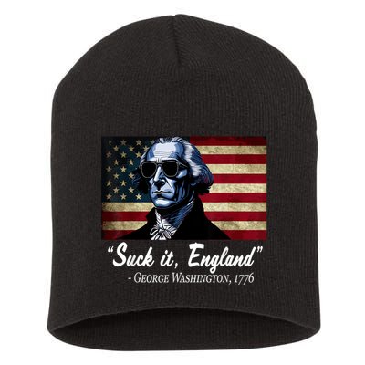 SUCKIT ENGLAND Funny 4th Of July George Washington 1776 Short Acrylic Beanie