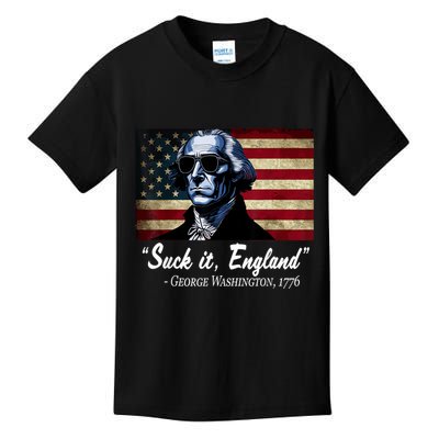 SUCKIT ENGLAND Funny 4th Of July George Washington 1776 Kids T-Shirt
