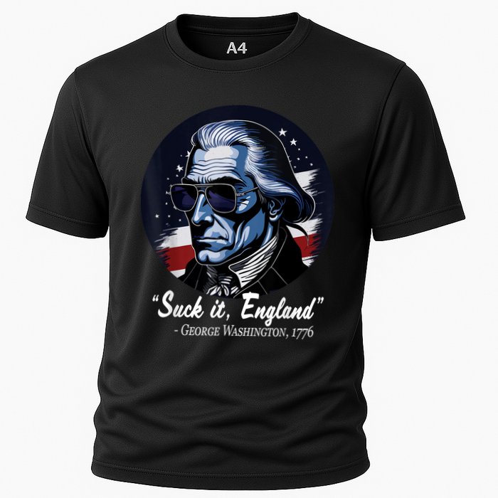 SUCKIT ENGLAND Funny 4th Of July George Washington 1776 Cooling Performance Crew T-Shirt