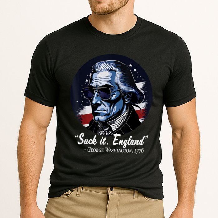SUCKIT ENGLAND Funny 4th Of July George Washington 1776 Cooling Performance Crew T-Shirt