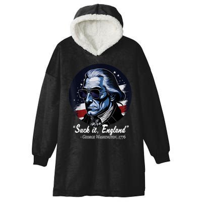 SUCKIT ENGLAND Funny 4th Of July George Washington 1776 Hooded Wearable Blanket