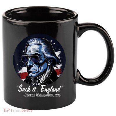 SUCKIT ENGLAND Funny 4th Of July George Washington 1776 11oz C Handle Ceramic Mug