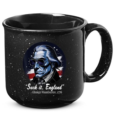SUCKIT ENGLAND Funny 4th Of July George Washington 1776 15oz Campfire Ceramic Mug