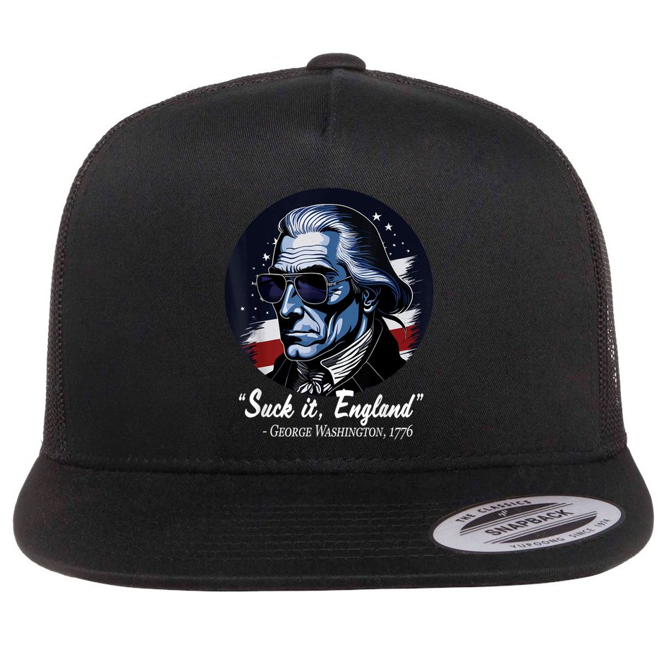 SUCKIT ENGLAND Funny 4th Of July George Washington 1776 Flat Bill Trucker Hat