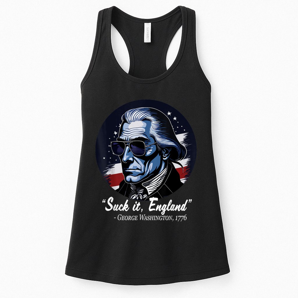 SUCKIT ENGLAND Funny 4th Of July George Washington 1776 Womens Tank Top