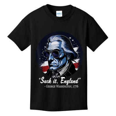 SUCKIT ENGLAND Funny 4th Of July George Washington 1776 Kids T-Shirt