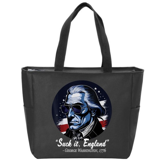 SUCKIT ENGLAND Funny 4th Of July George Washington 1776 Zip Tote Bag