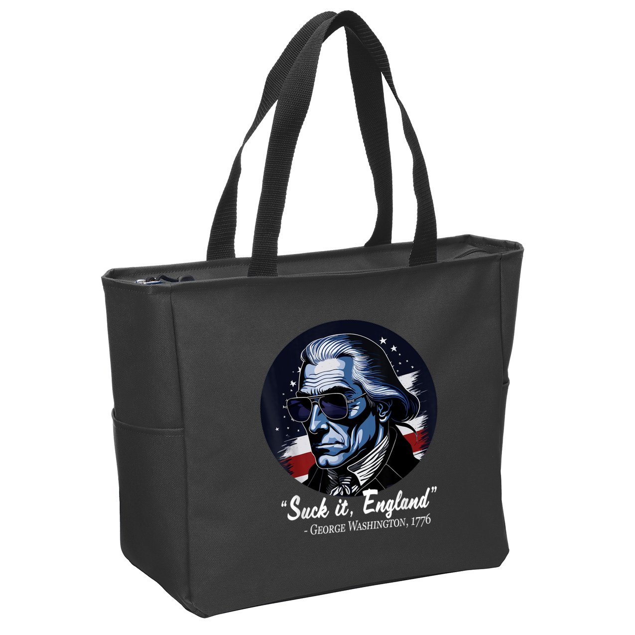 SUCKIT ENGLAND Funny 4th Of July George Washington 1776 Zip Tote Bag
