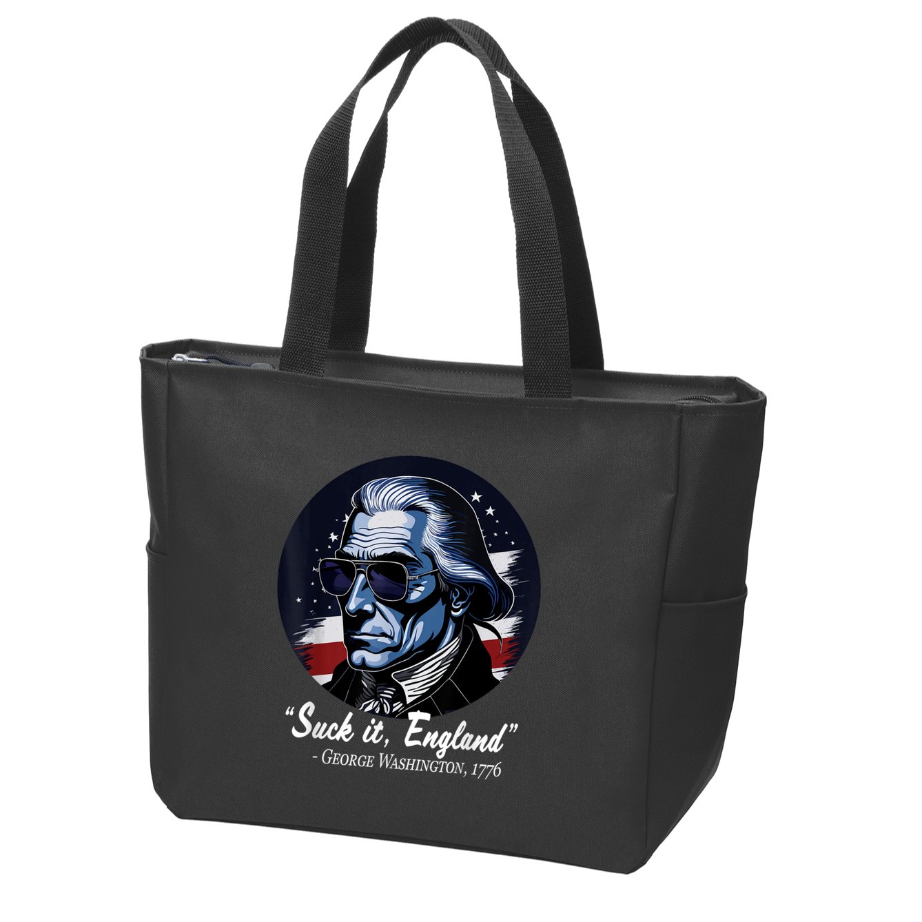SUCKIT ENGLAND Funny 4th Of July George Washington 1776 Zip Tote Bag