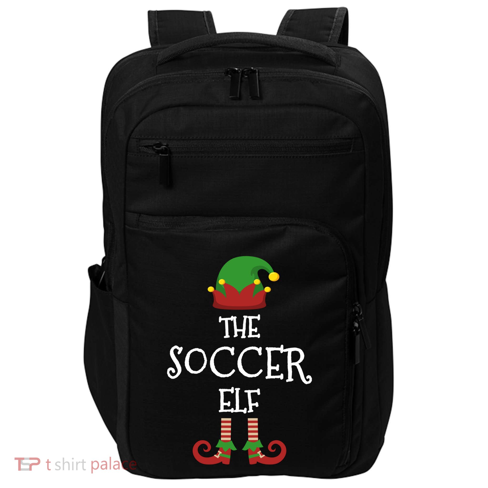 Soccer Elf Family Matching Group Pajama Funny Xmas Gift Impact Tech Backpack
