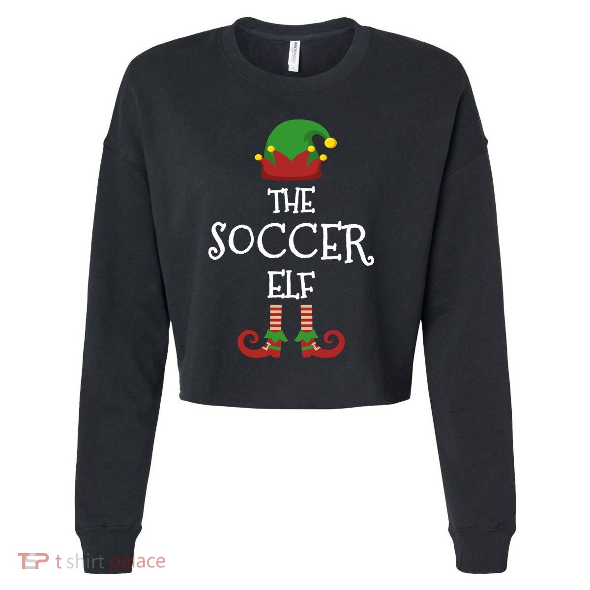 Soccer Elf Family Matching Group Pajama Funny Xmas Gift Cropped Pullover Crew
