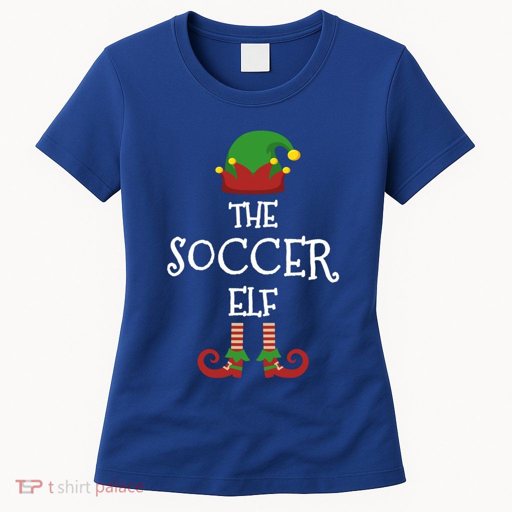 Soccer Elf Family Matching Group Pajama Funny Xmas Gift Womens T-Shirt