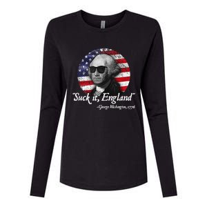 SuckIt England Funny 4th Of July George Washington 1776 Womens Cotton Relaxed Long Sleeve T-Shirt