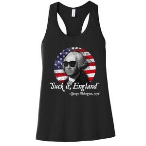 SuckIt England Funny 4th Of July George Washington 1776 Women's Racerback Tank