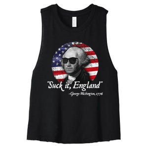 SuckIt England Funny 4th Of July George Washington 1776 Women's Racerback Cropped Tank