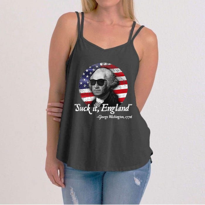 SuckIt England Funny 4th Of July George Washington 1776 Women's Strappy Tank