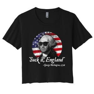 SuckIt England Funny 4th Of July George Washington 1776 Women's Crop Top Tee