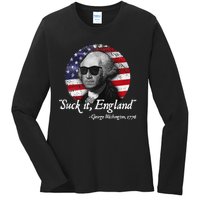 SuckIt England Funny 4th Of July George Washington 1776 Ladies Long Sleeve Shirt