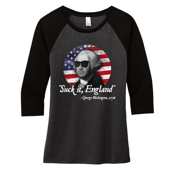 SuckIt England Funny 4th Of July George Washington 1776 Women's Tri-Blend 3/4-Sleeve Raglan Shirt