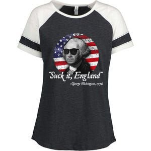 SuckIt England Funny 4th Of July George Washington 1776 Enza Ladies Jersey Colorblock Tee