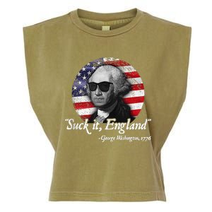 SuckIt England Funny 4th Of July George Washington 1776 Garment-Dyed Women's Muscle Tee