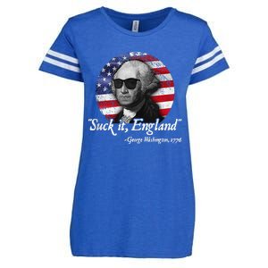 SuckIt England Funny 4th Of July George Washington 1776 Enza Ladies Jersey Football T-Shirt