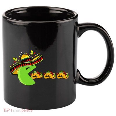 Sombrero Eating Funny Tacos With Mustaches Cinco De Mayo 11oz C Handle Ceramic Mug