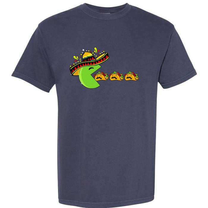 Sombrero Eating Funny Tacos With Mustaches Cinco De Mayo Garment-Dyed Heavyweight T-Shirt