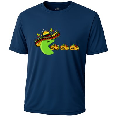 Sombrero Eating Funny Tacos With Mustaches Cinco De Mayo Performance Shirt