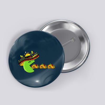 Sombrero Eating Funny Tacos With Mustaches Cinco De Mayo Button