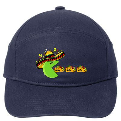 Sombrero Eating Funny Tacos With Mustaches Cinco De Mayo 7-Panel Snapback Hat
