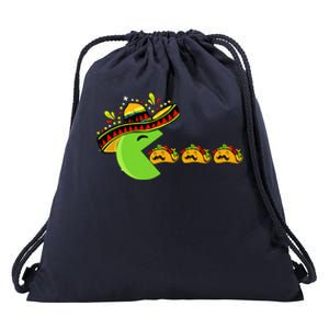 Sombrero Eating Funny Tacos With Mustaches Cinco De Mayo Drawstring Bag