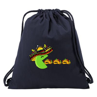 Sombrero Eating Funny Tacos With Mustaches Cinco De Mayo Drawstring Bag