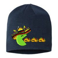 Sombrero Eating Funny Tacos With Mustaches Cinco De Mayo Sustainable Beanie