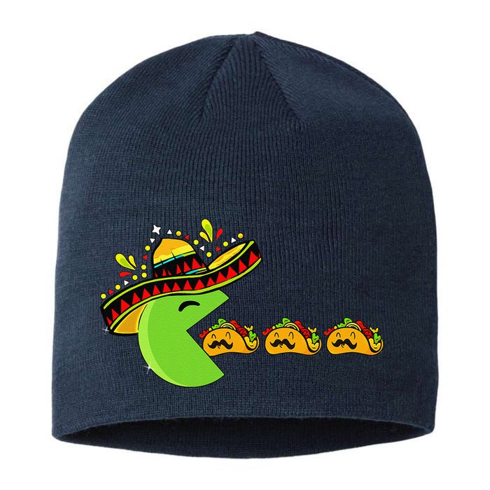 Sombrero Eating Funny Tacos With Mustaches Cinco De Mayo Sustainable Beanie