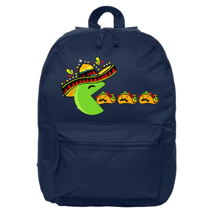 Sombrero Eating Funny Tacos With Mustaches Cinco De Mayo 16 in Basic Backpack