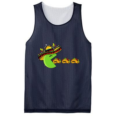 Sombrero Eating Funny Tacos With Mustaches Cinco De Mayo Mesh Reversible Basketball Jersey Tank