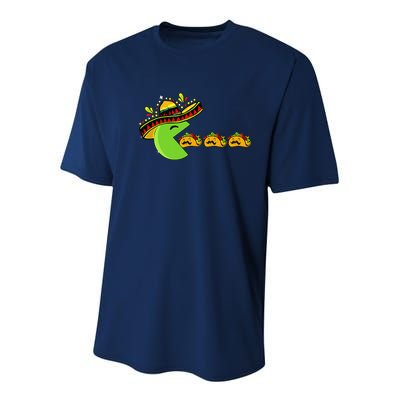 Sombrero Eating Funny Tacos With Mustaches Cinco De Mayo Youth Performance Sprint T-Shirt