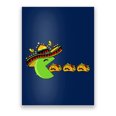 Sombrero Eating Funny Tacos With Mustaches Cinco De Mayo Poster