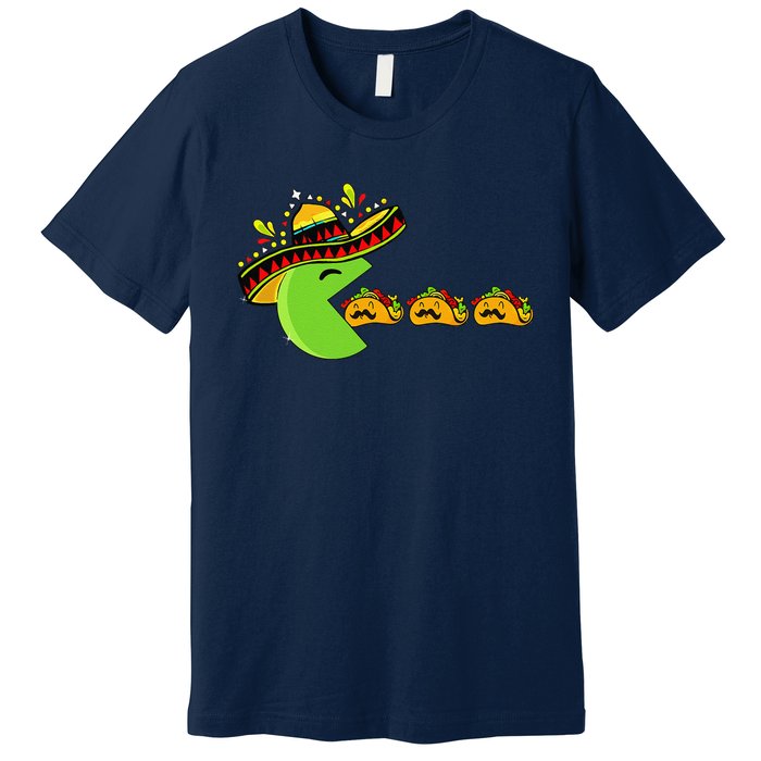 Sombrero Eating Funny Tacos With Mustaches Cinco De Mayo Premium T-Shirt