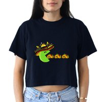 Sombrero Eating Funny Tacos With Mustaches Cinco De Mayo Crop Top