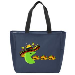 Sombrero Eating Funny Tacos With Mustaches Cinco De Mayo Zip Tote Bag